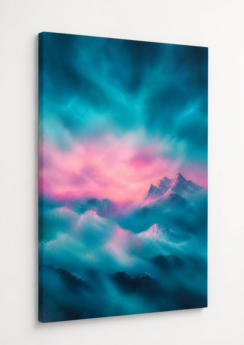 Décoration murale paysage montagne contemporain dans une ambiance zen

