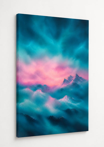 Décoration murale paysage montagne contemporain dans une ambiance zen
