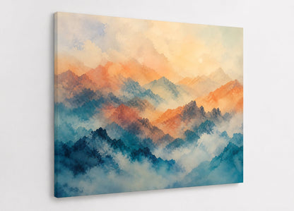 Décoration murale paysage montagne zen aux couleurs douces contemporaines
