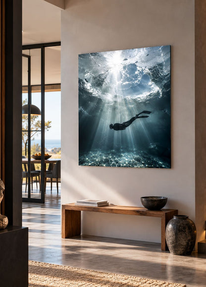 Photographie sous-marine lumineuse dans les profondeurs de l'océan
