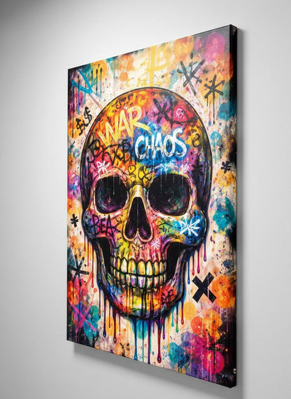 Tableau pop art street art crâne multicolore
