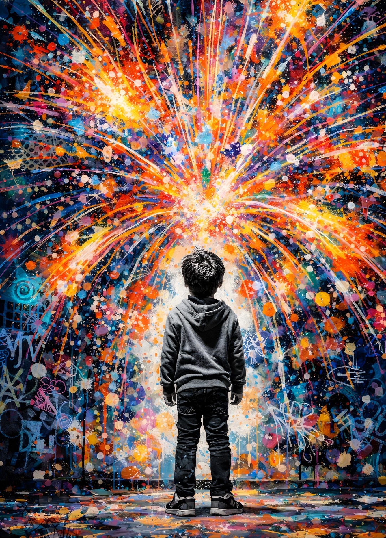 Tableau pop art enfant et couleurs
