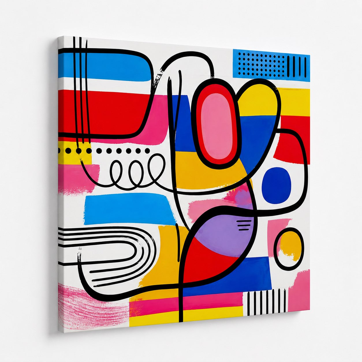 Décoration murale pop art géométrique aux couleurs modernes et vibrantes
