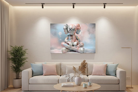 Œuvre pop art moderne esprit street art en couleurs pastel
