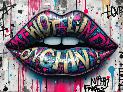 Lèvres pop art graffiti en style street art contemporain
