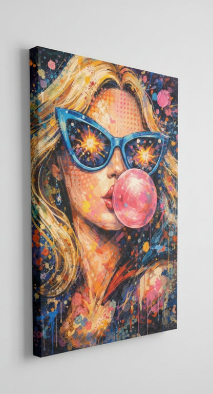 Tableau pop art portrait vu de profil avec châssis