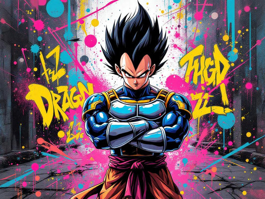 Tableau pop art Vegeta Dragon Ball Z style urbain
