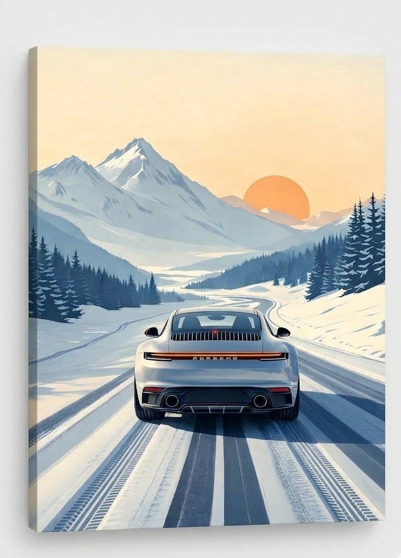 Tableau automobile Porsche dans décoration intérieure moderne design
