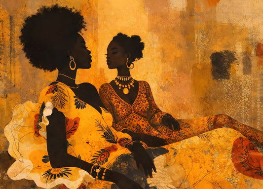 Tableau portrait afro bohème vue de face
