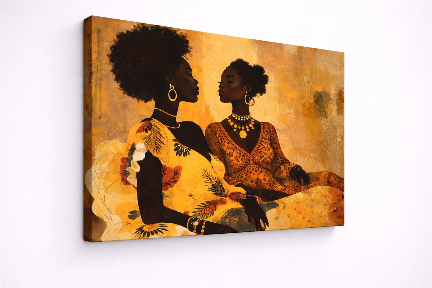 Tableau portrait afro bohème sur toile vue de profil
