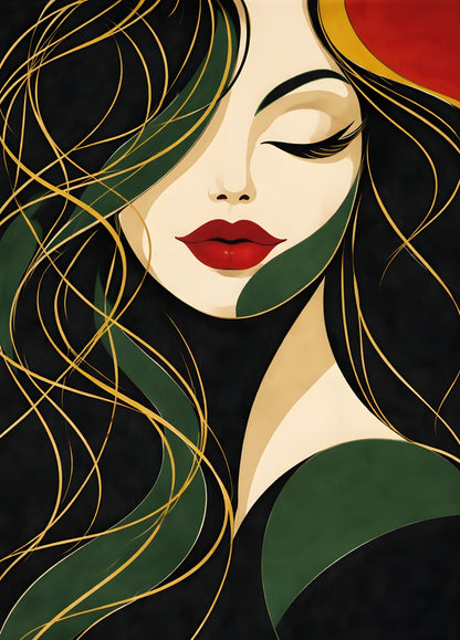 Tableau portrait art déco vue de face
