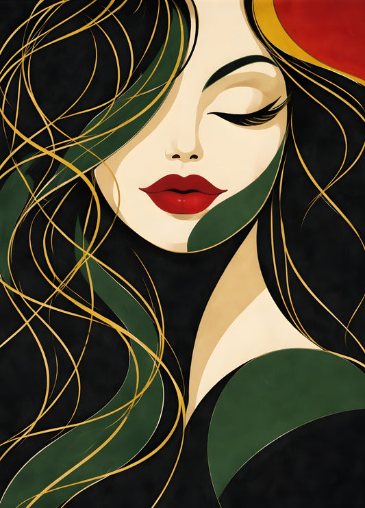 Tableau portrait art déco vue de face
