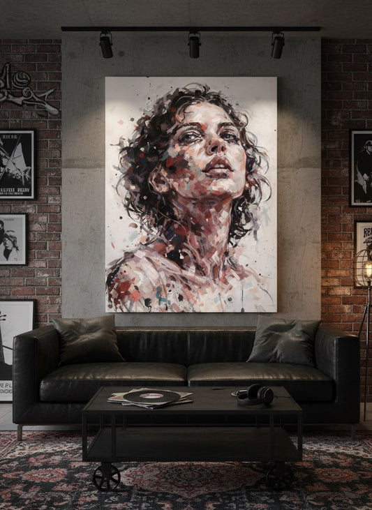 Tableau portrait contemporain en décoration murale intérieure
