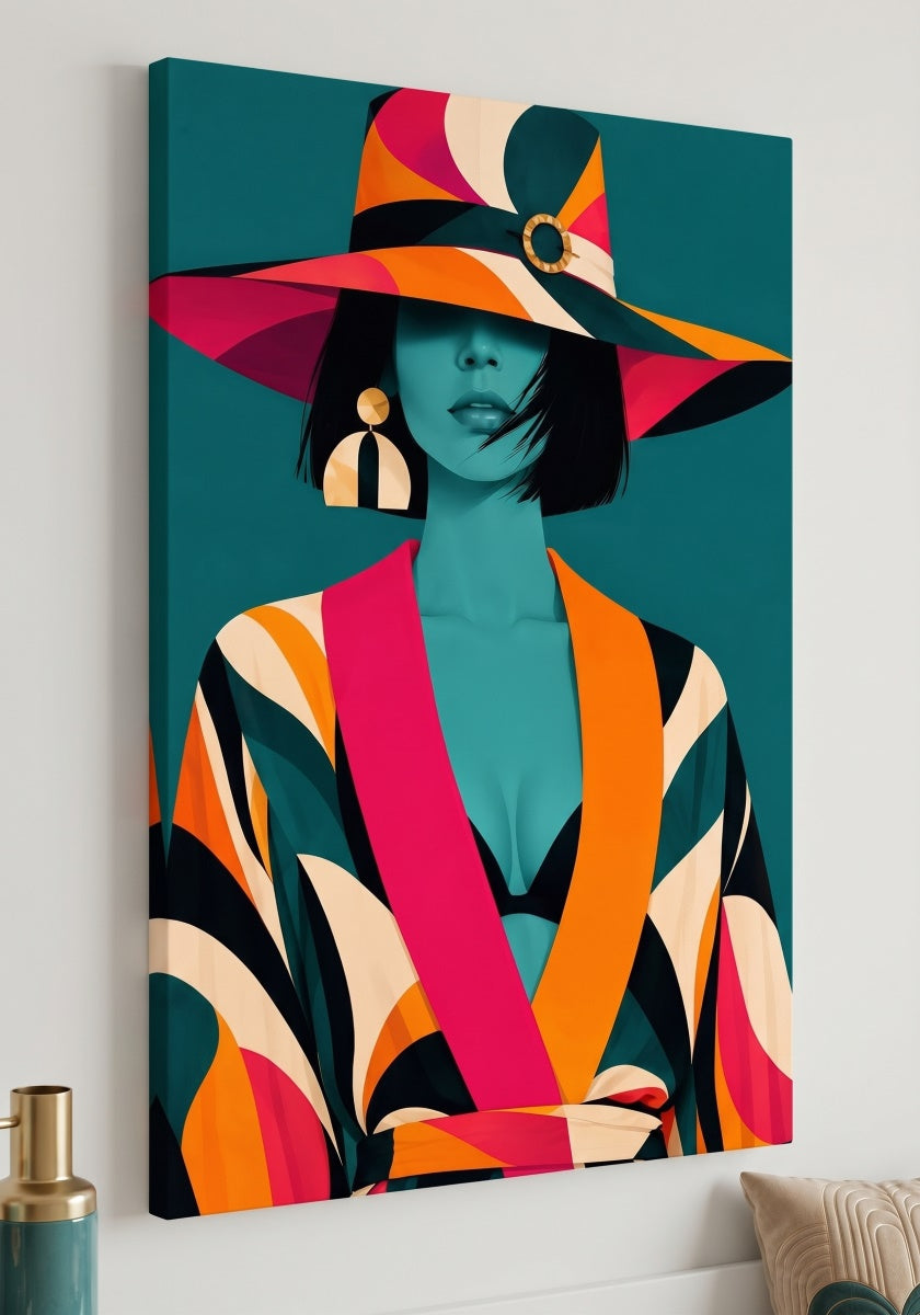 Tableau portrait femme coloré Riviera Muse imprimé sur toile
