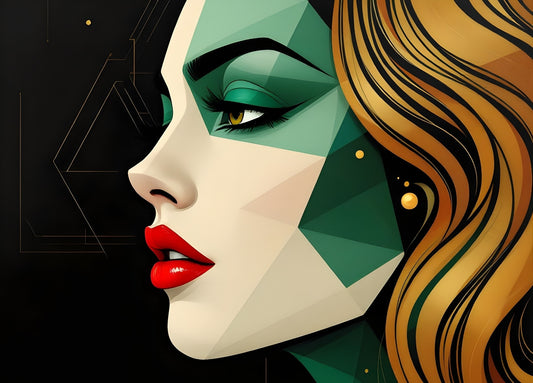 Tableau portrait géométrique vue de face
