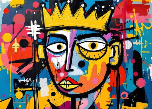 Tableau portrait street art esprit Basquiat vue de face
