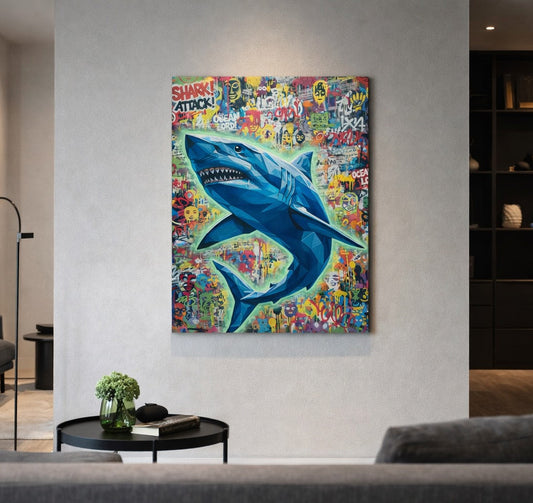 Tableau mural moderne idéal salon bureau ou chambre style urbain dynamique coloré
