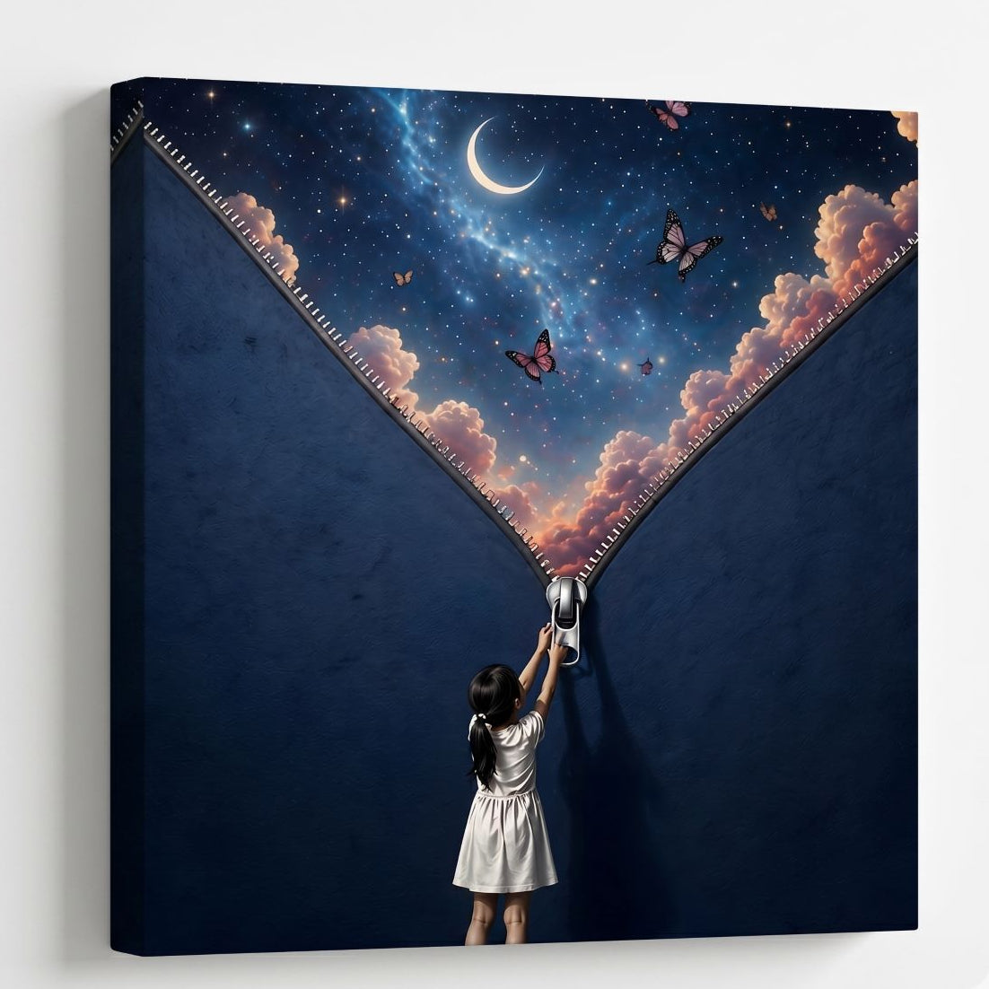 Tableau contemporain inspiré du rêve, des étoiles et de l'imaginaire
