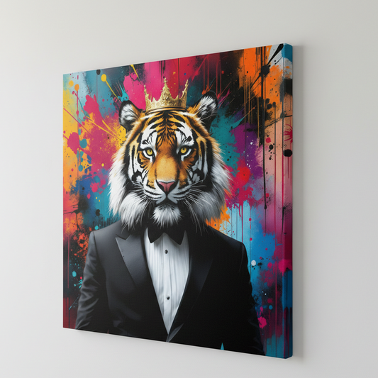 Détail du visage du tigre, regard intense et expression majestueuse
