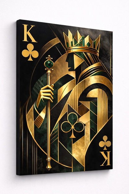Tableau design détail géométrique et lignes art déco noir vert et finitions dorées
