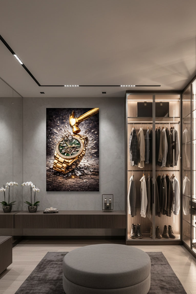 Tableau Rolex brisée en situation décoration intérieure
