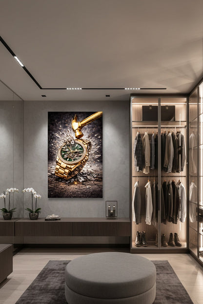 Tableau Rolex brisée en situation décoration intérieure

