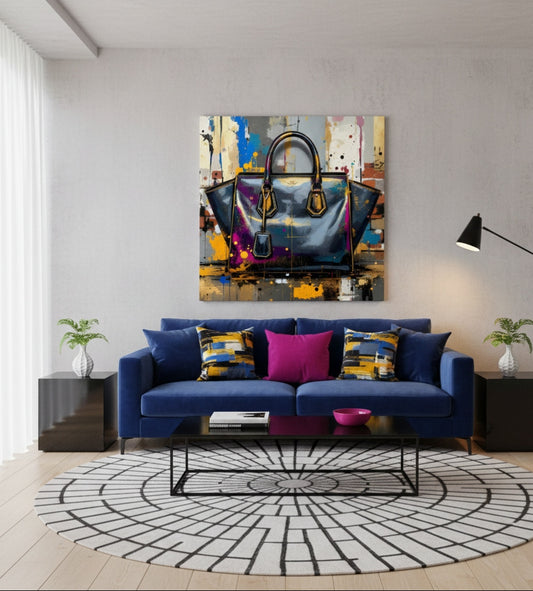 Tableau sac de luxe street art graffiti coloré