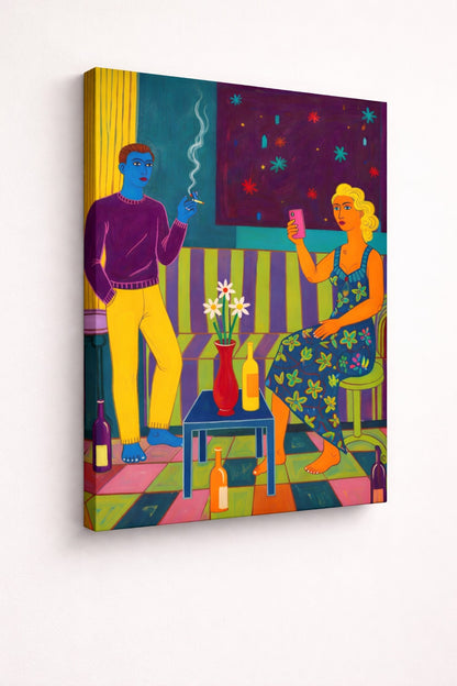 Tableau moderne toile vue profil châssis
