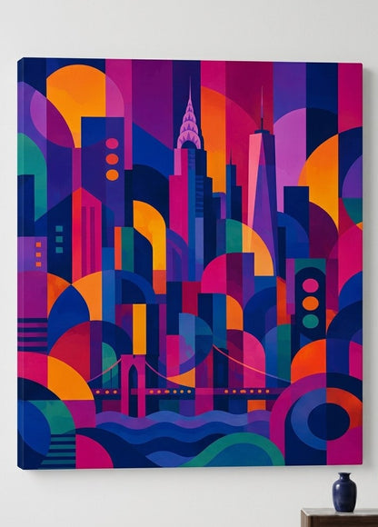 Tableau skyline New York style pop art contemporain
