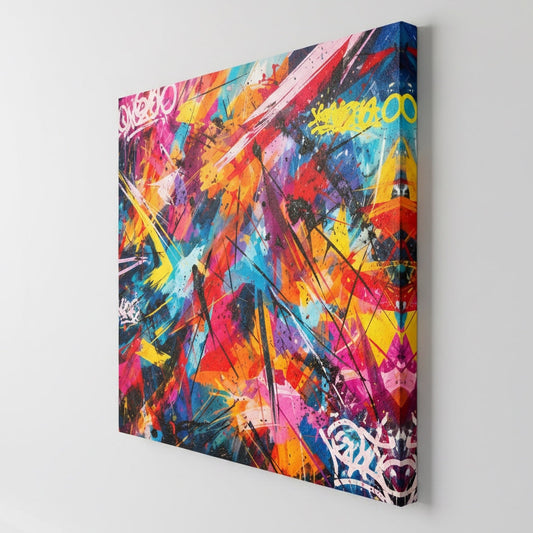 detail peinture abstraite urbaine aux lignes diagonales et contrastes intenses
