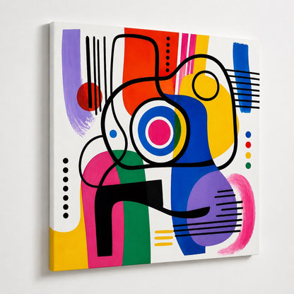 Décoration murale graphique moderne inspirée du style Memphis coloré
