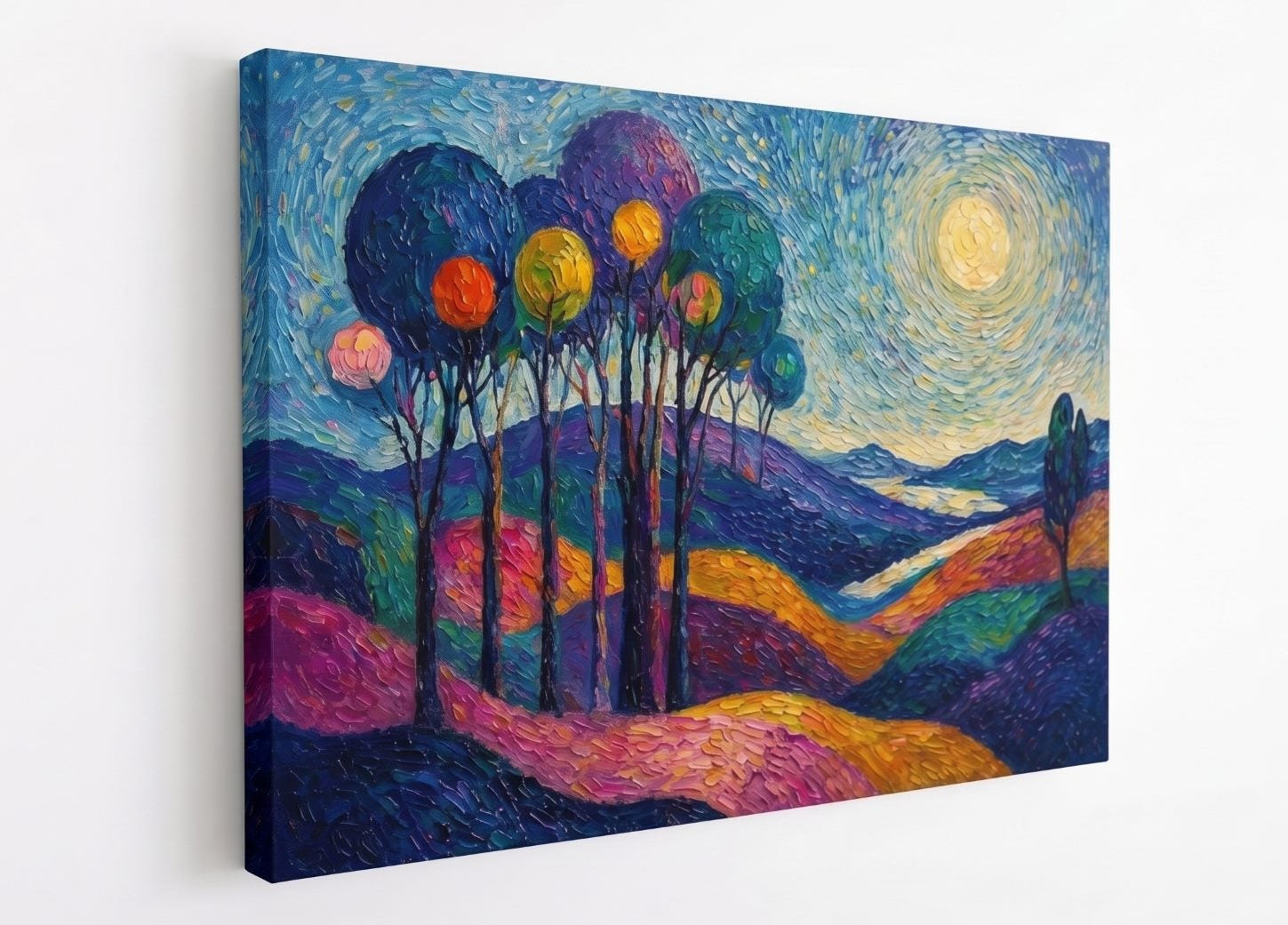 Tableau paysage contemporain inspiré des courants post impressionnistes et expressionnistes modernes
