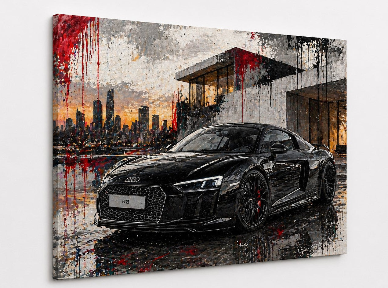Tableau supercar noire contemporain pour décoration murale automobile premium
