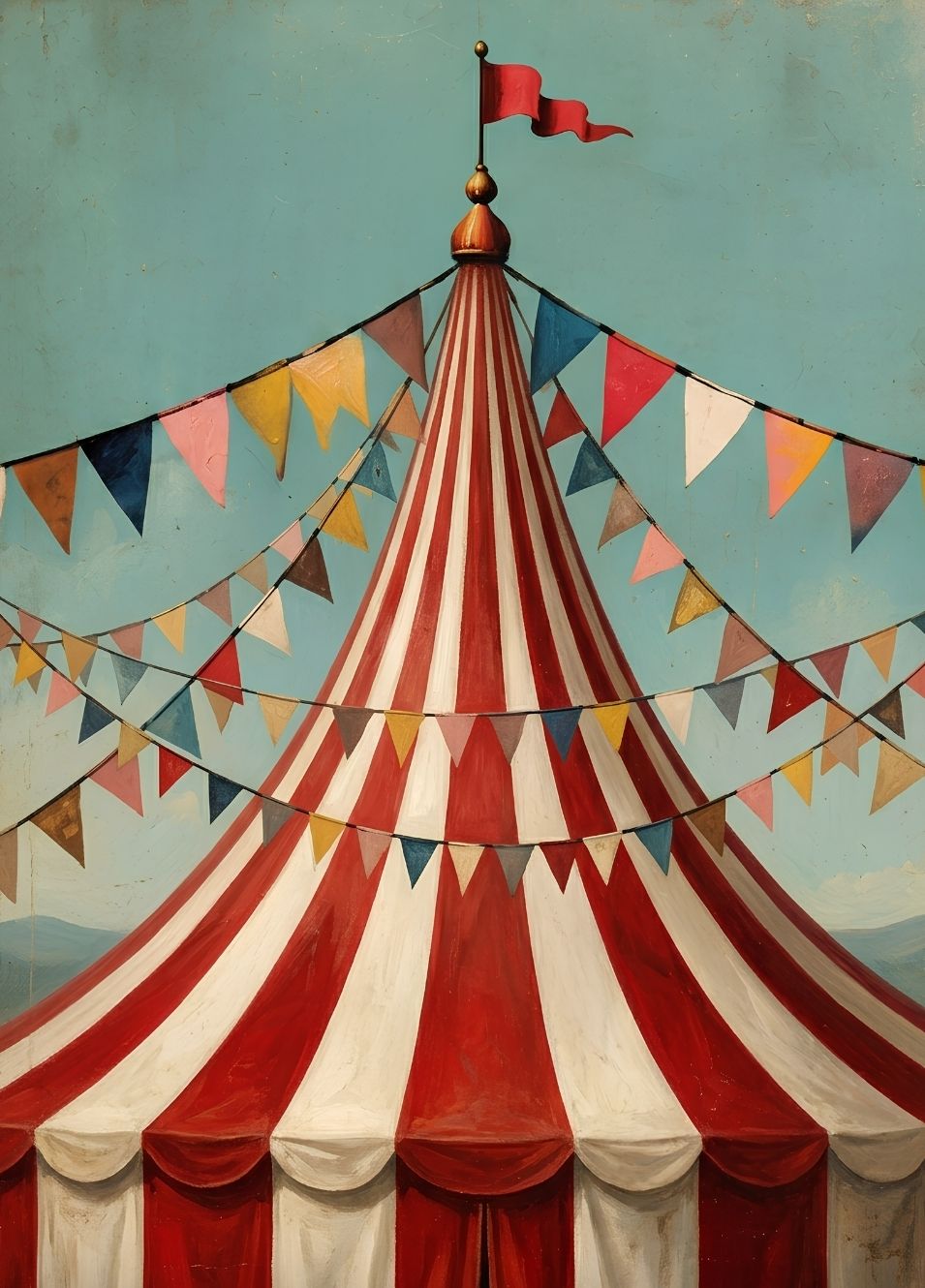 Tableau tente de cirque vintage rayé
