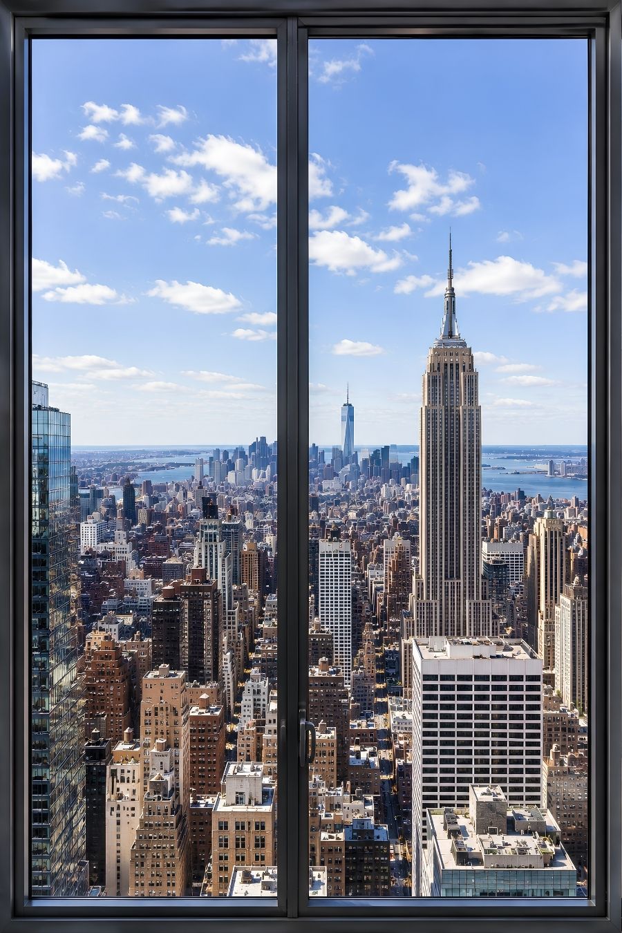 Tableau trompe l'œil fenêtre avec vue sur New York et Manhattan

