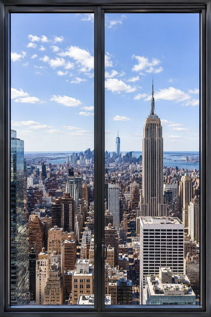 Tableau trompe l'œil fenêtre avec vue sur New York et Manhattan
