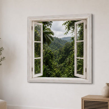 Tableau trompe l'œil forêt tropicale et végétation luxuriante
