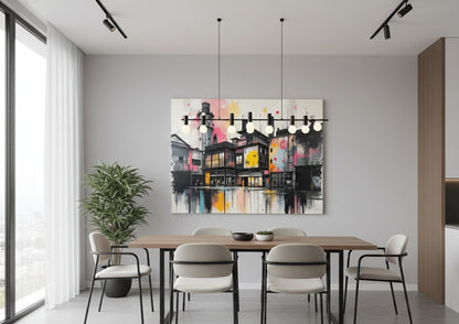 Tableau contemporain de paysage urbain industriel
