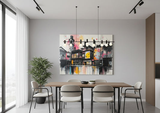 Tableau contemporain de paysage urbain industriel
