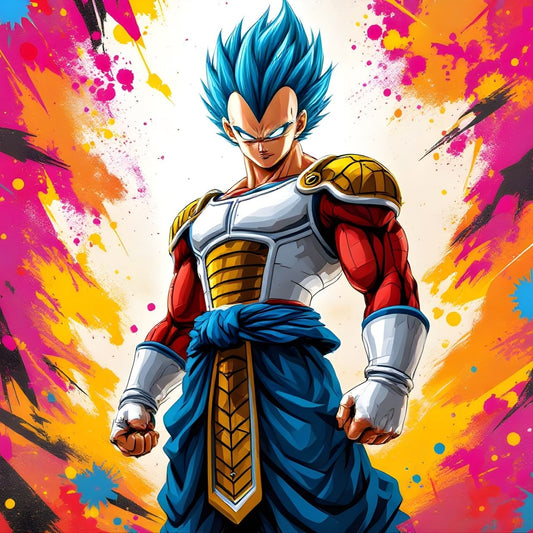 Tableau Vegeta Super Saiyan Blue pop art vue de face
