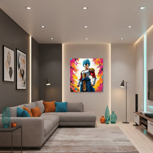 Tableau Vegeta Super Saiyan Blue en décoration murale intérieure
