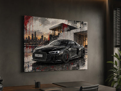 Décoration murale Audi R8 noire dans un univers moderne et artistique

