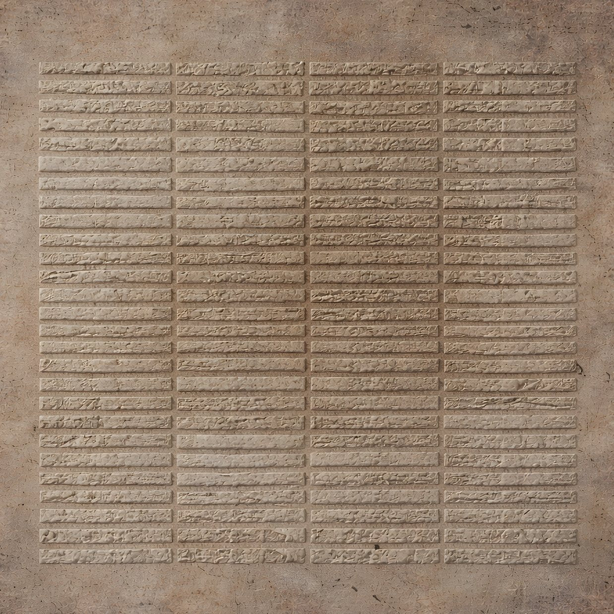 Tableau abstrait wabi sabi avec texture minérale beige et reliefs minimalistes
