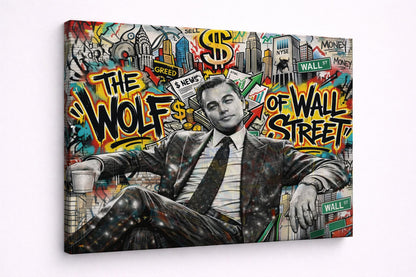 Tableau contemporain street art détails financiers graphiques urbains colorés dynamiques
