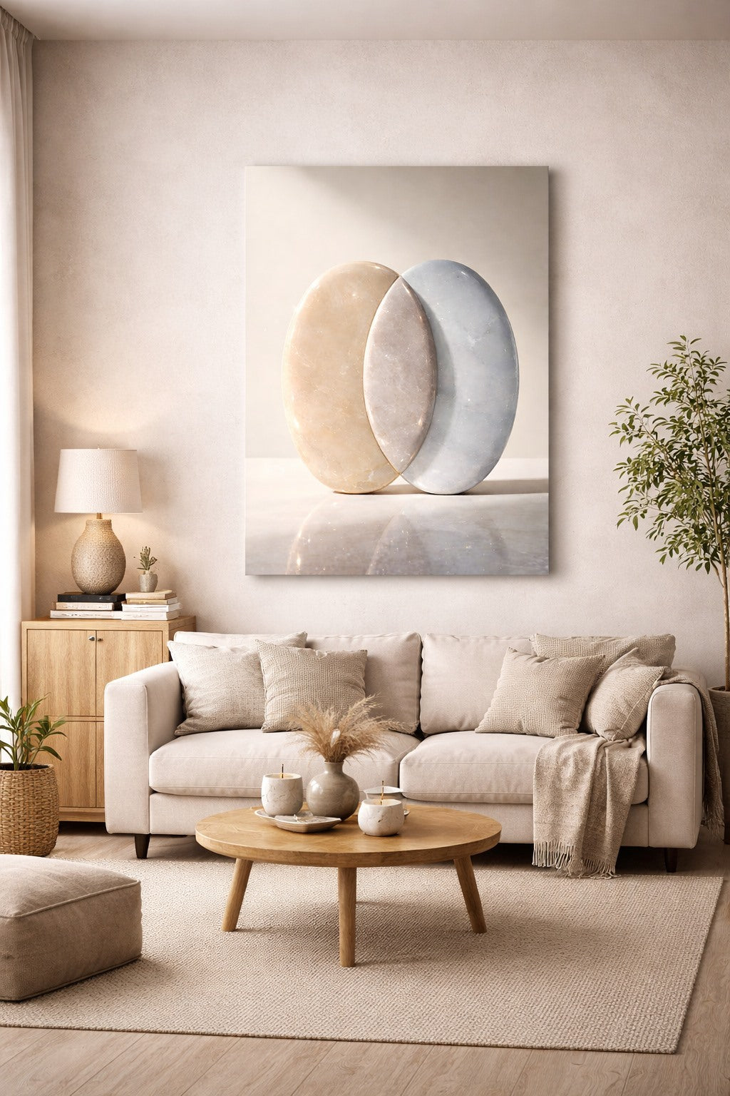 Tableau mural abstrait minimaliste pour salon contemporain
