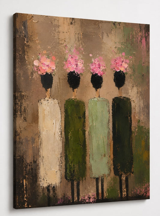 Tableau figuratif contemporain installé dans un salon moderne
