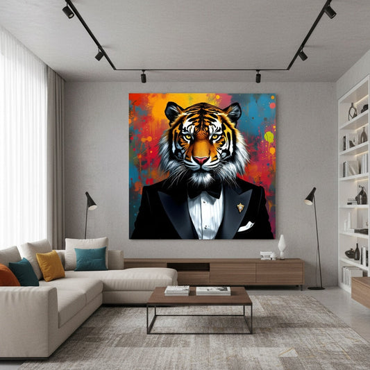 Tableau tigre revisité en situation décorative
