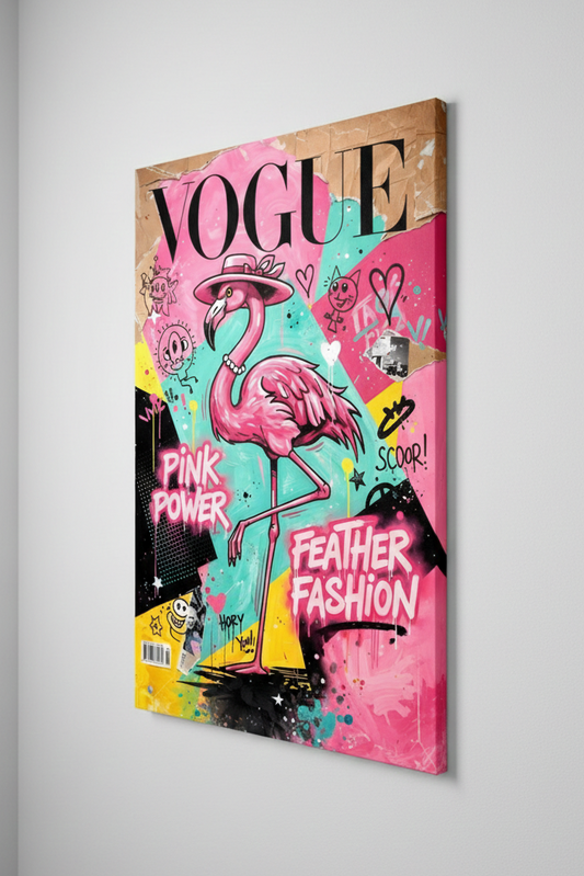 Tableau flamant rose pop art
