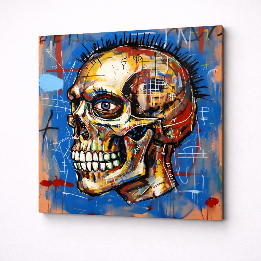 Vue de profil impression toile crâne graffiti street art abstrait
