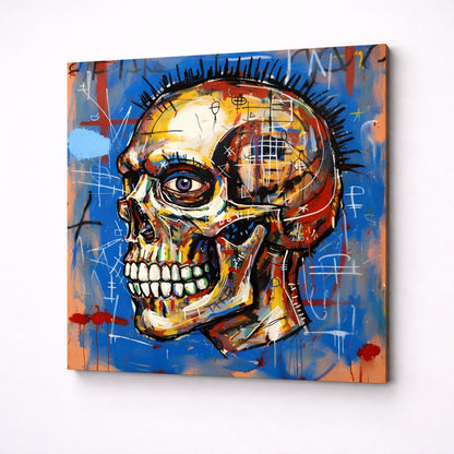 Vue de profil impression toile crâne graffiti street art abstrait
